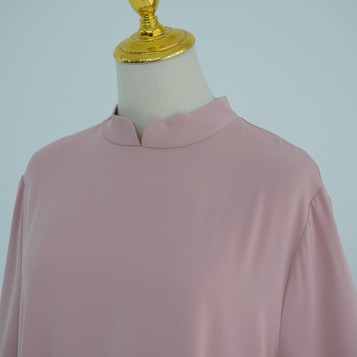 Stand-Collar Nida Maxi Dress | Long-Sleeve Belted Modest Dress(MA475)