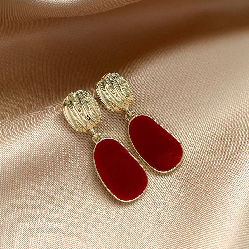 Vintage Wine Red Pearl Stud Earrings（MAC466）