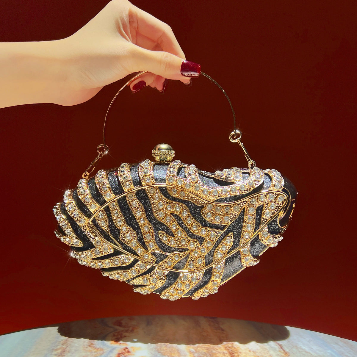 Exquisite Vintage Rhinestone Evening Clutch Bag - Luxury Statement Top-Handle Purse & Shoulder Crossbody for Parties & Weddings（MAC492）