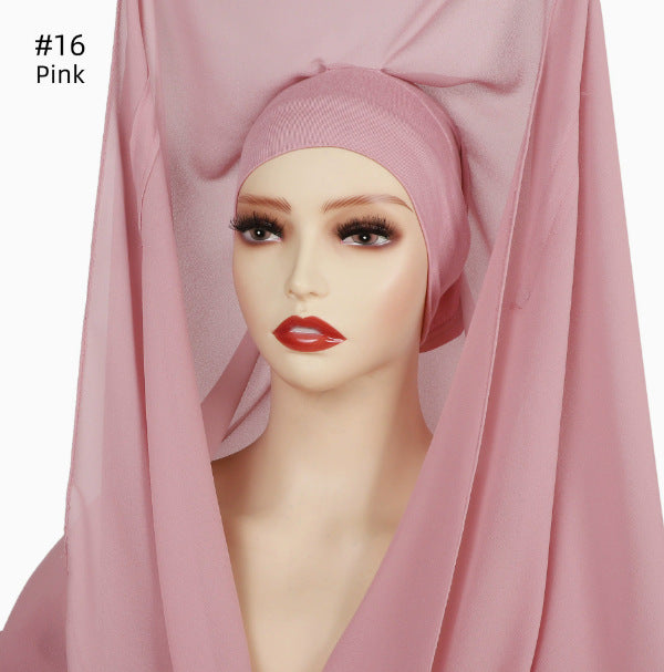 Magnetic Chiffon Instant Hijab | Easy-Wear Square Scarf with Anti-Slip Magnetic Closure(MH152)