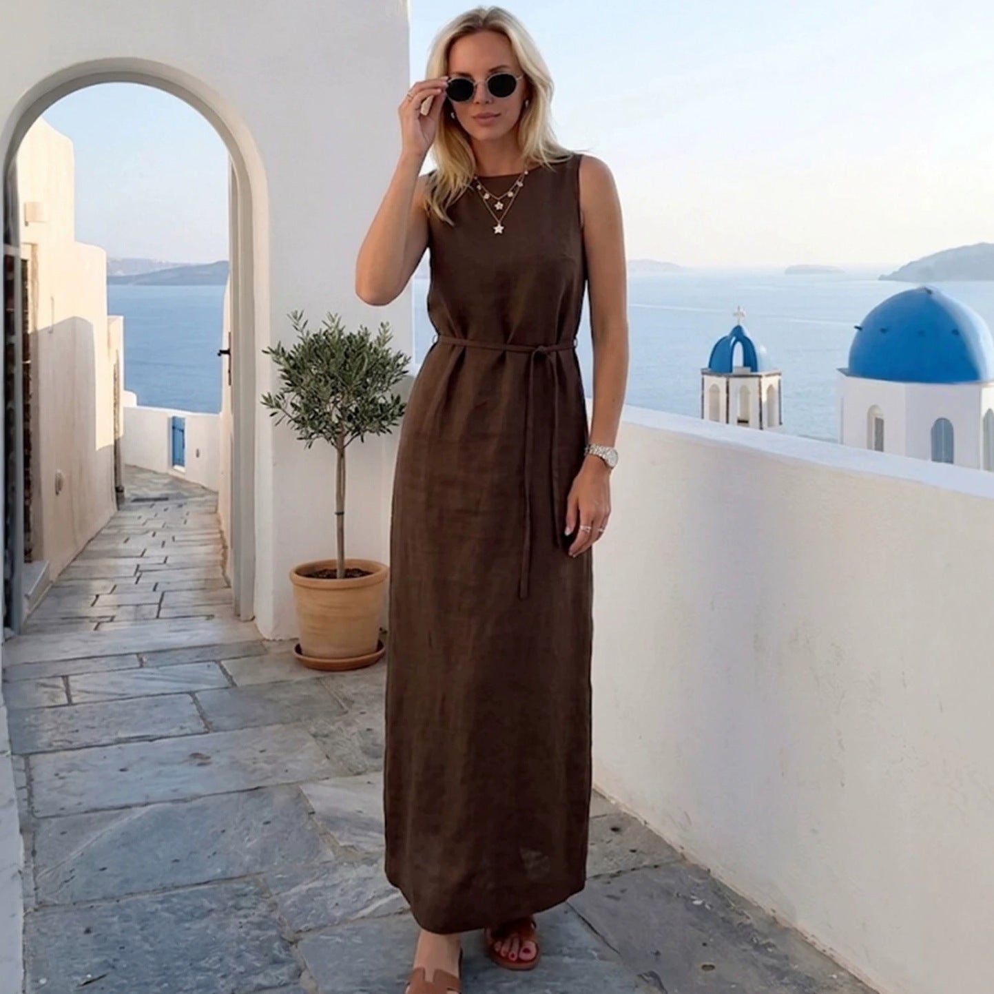 Cotton Sleeveless Midi Dress(MS500)