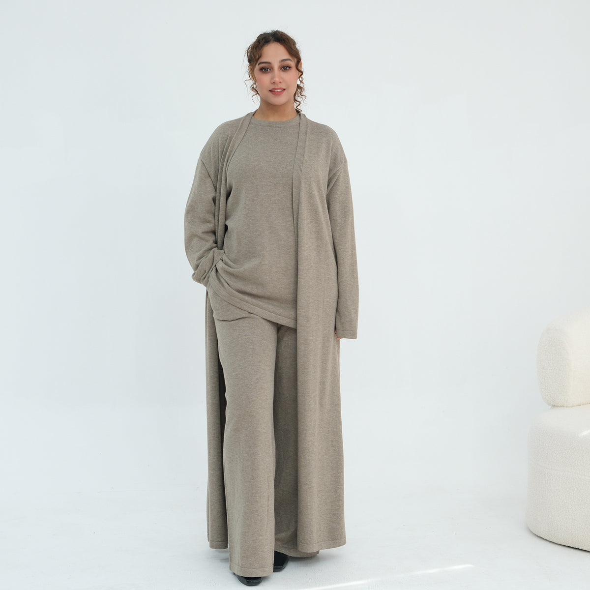 Solid Knit Top & Pants Set(MOA350)