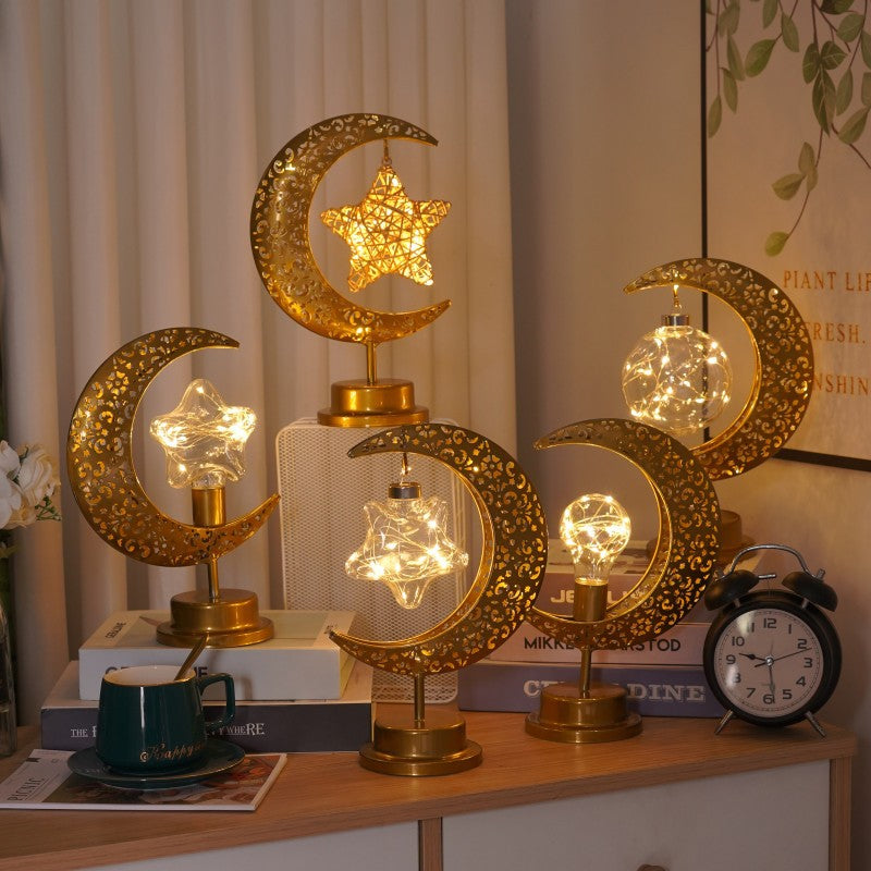 Ramadan Iron Star & Crescent Lamp Festive Candle Holder Decor (MAC399)