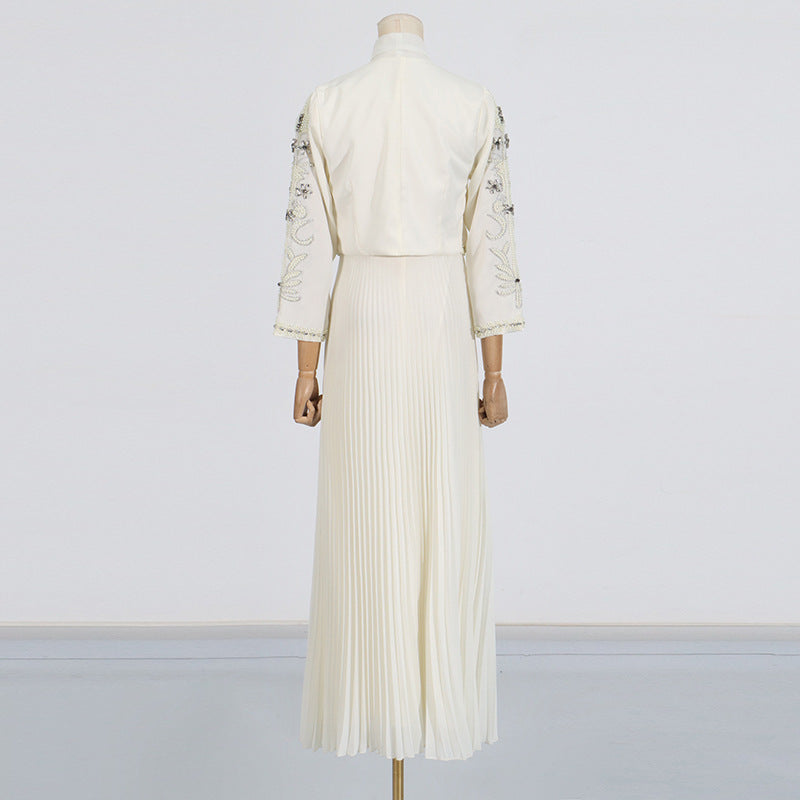 Crystal Embellished Jacket & Pleated Skirt Set(MS305)