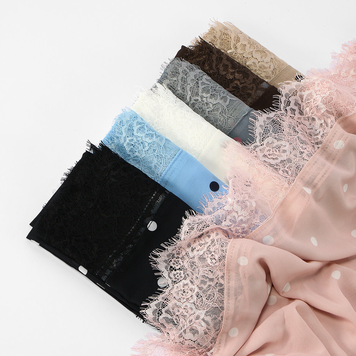 Foulard Hijab à Dentelle Pois (MH252)