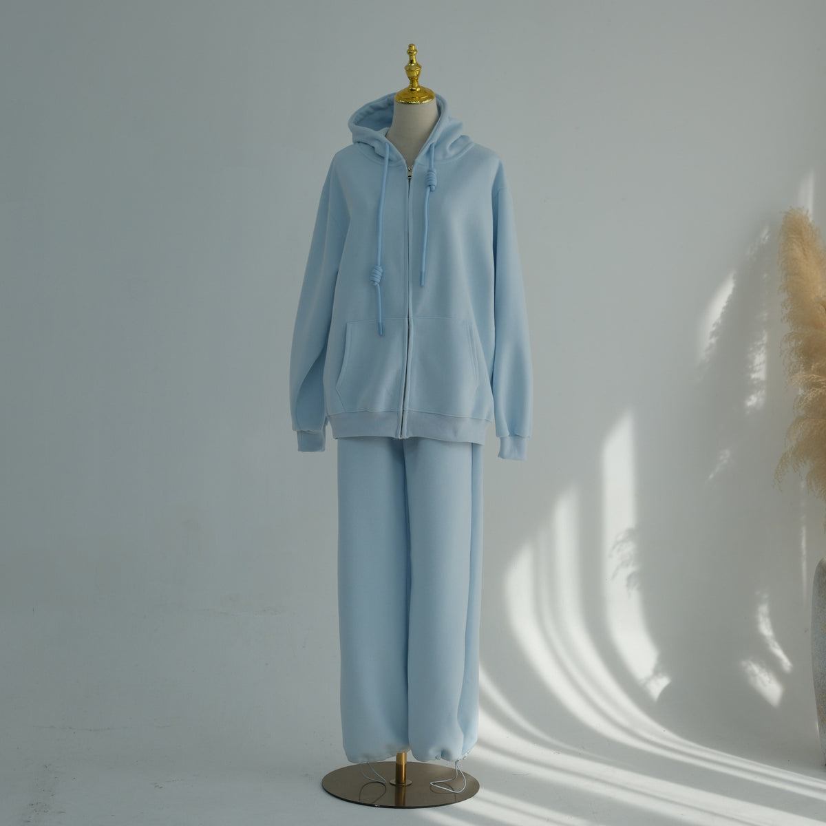 Ensemble Zip-Up Hoodie & Pantalon Jambes Larges | Tenue Athleisure Casual Modeste Deux-Pièces (MS595)