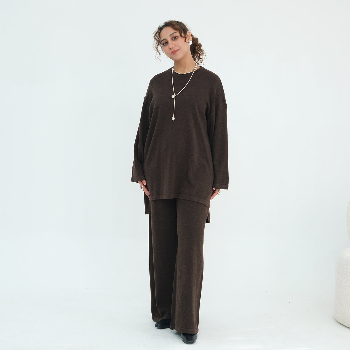 Solid Knit Top & Pants Set(MOA350)