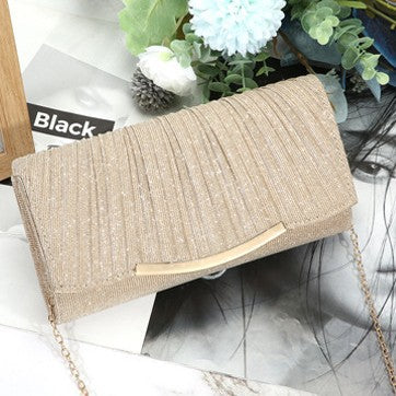 Glitter Pleated Evening Clutch – Women's Party Clutch Bag