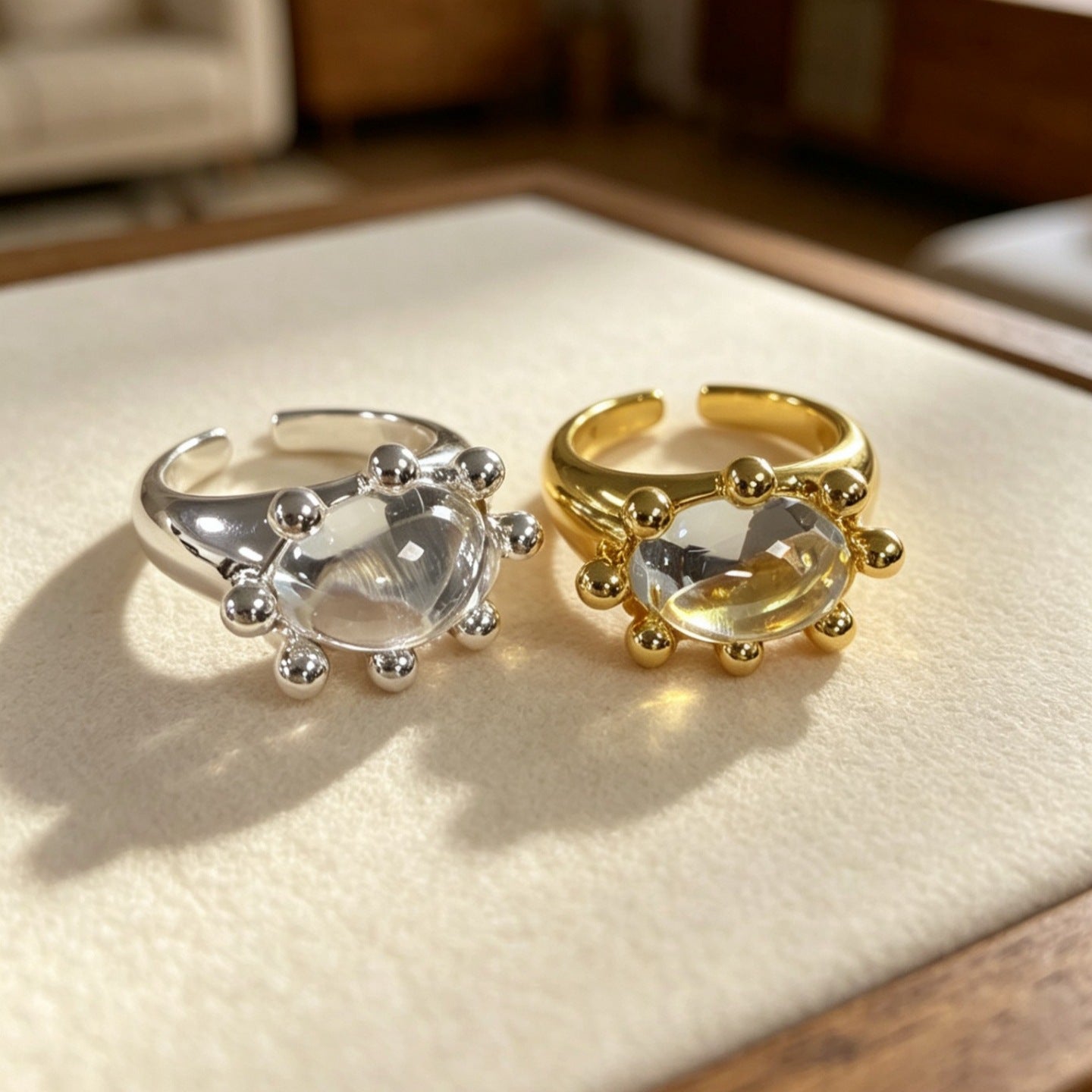 Vintage Crab Sunburst Crystal Statement Ring | Adjustable Ring（MAC483）