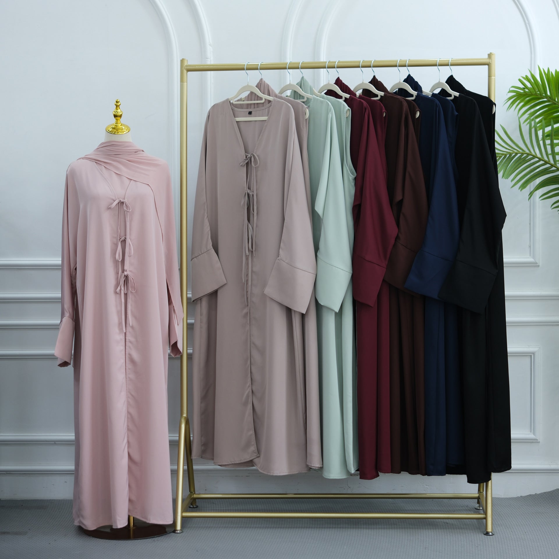 Nida Three-Piece Open Abaya Set(MOA340)