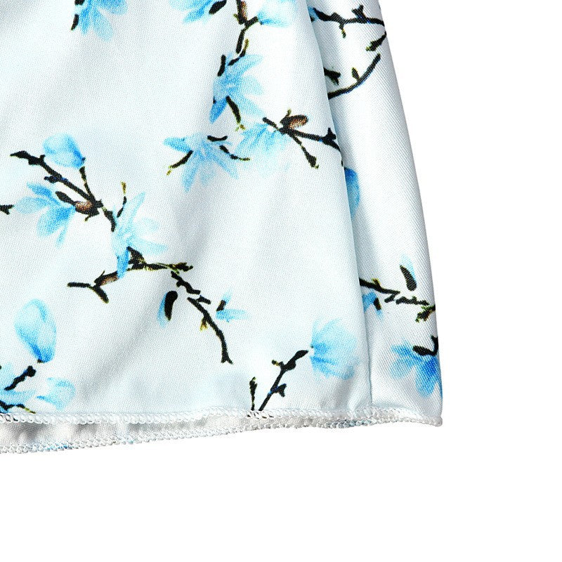 Girls Blue Floral Dress & Khimar Set(MKG027)