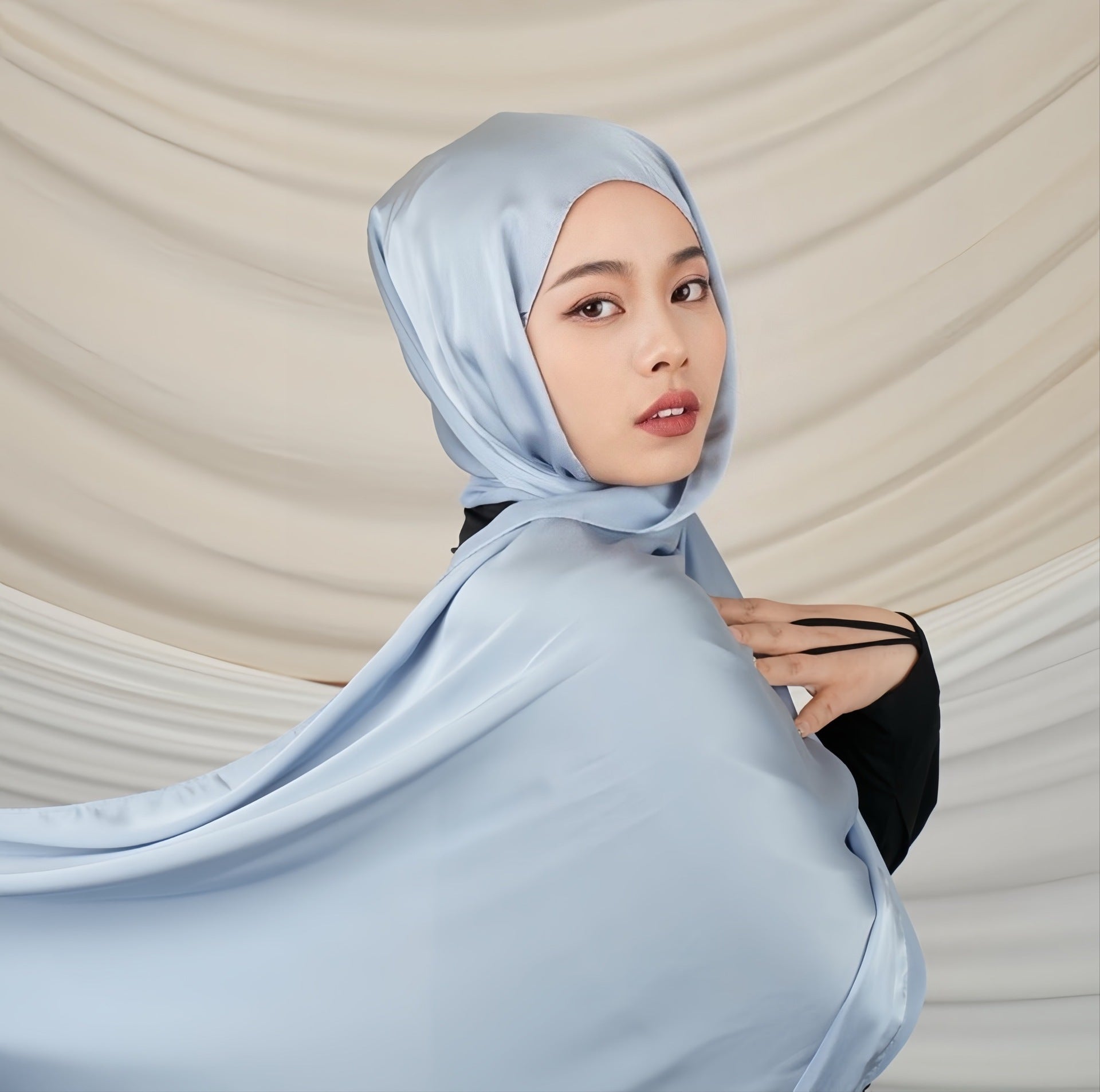 Versatile Headscarf Satin Solid Color Hijab (MH168)