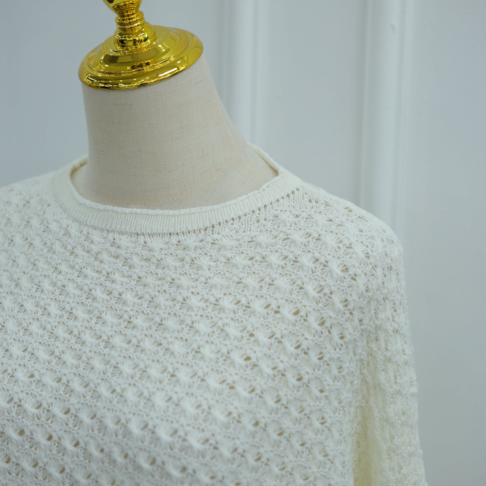 Ensemble coordonné Sweater Crochet ajouré & Jupe Maxi Doublée (MS523)