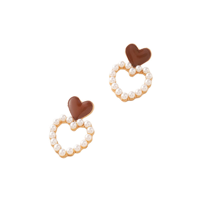 Vintage Wine Red Pearl Stud Earrings（MAC466）
