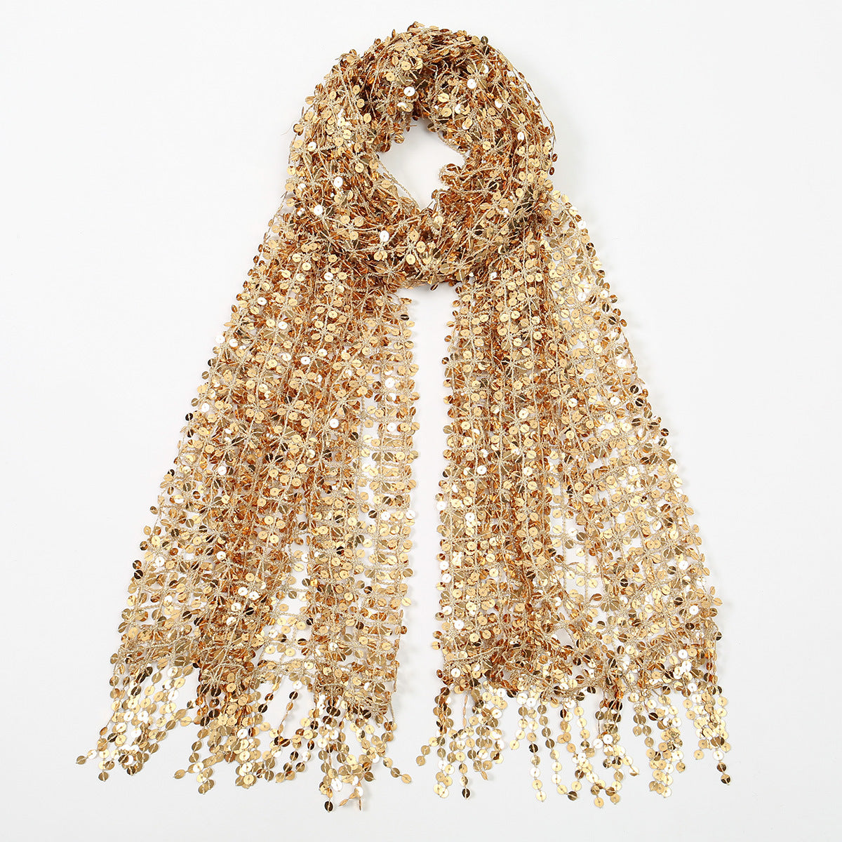 Sequin Mesh Shawl Hijab with Fringe(MH206)