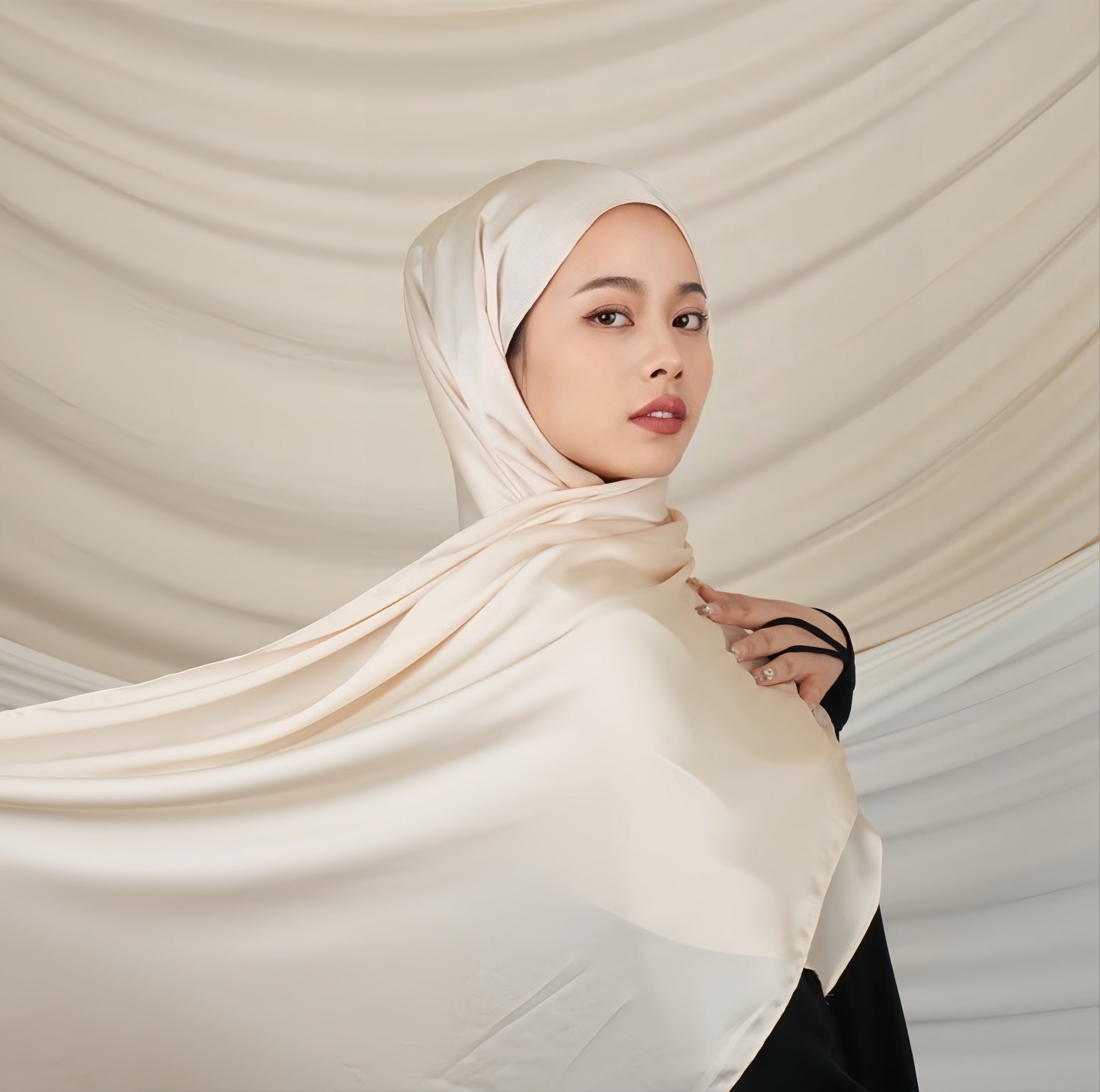 Versatile Headscarf Satin Solid Color Hijab (MH168)