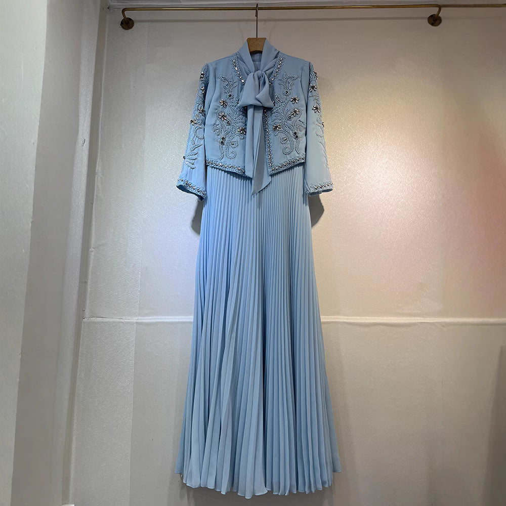 Crystal Embellished Jacket & Pleated Skirt Set(MS305)