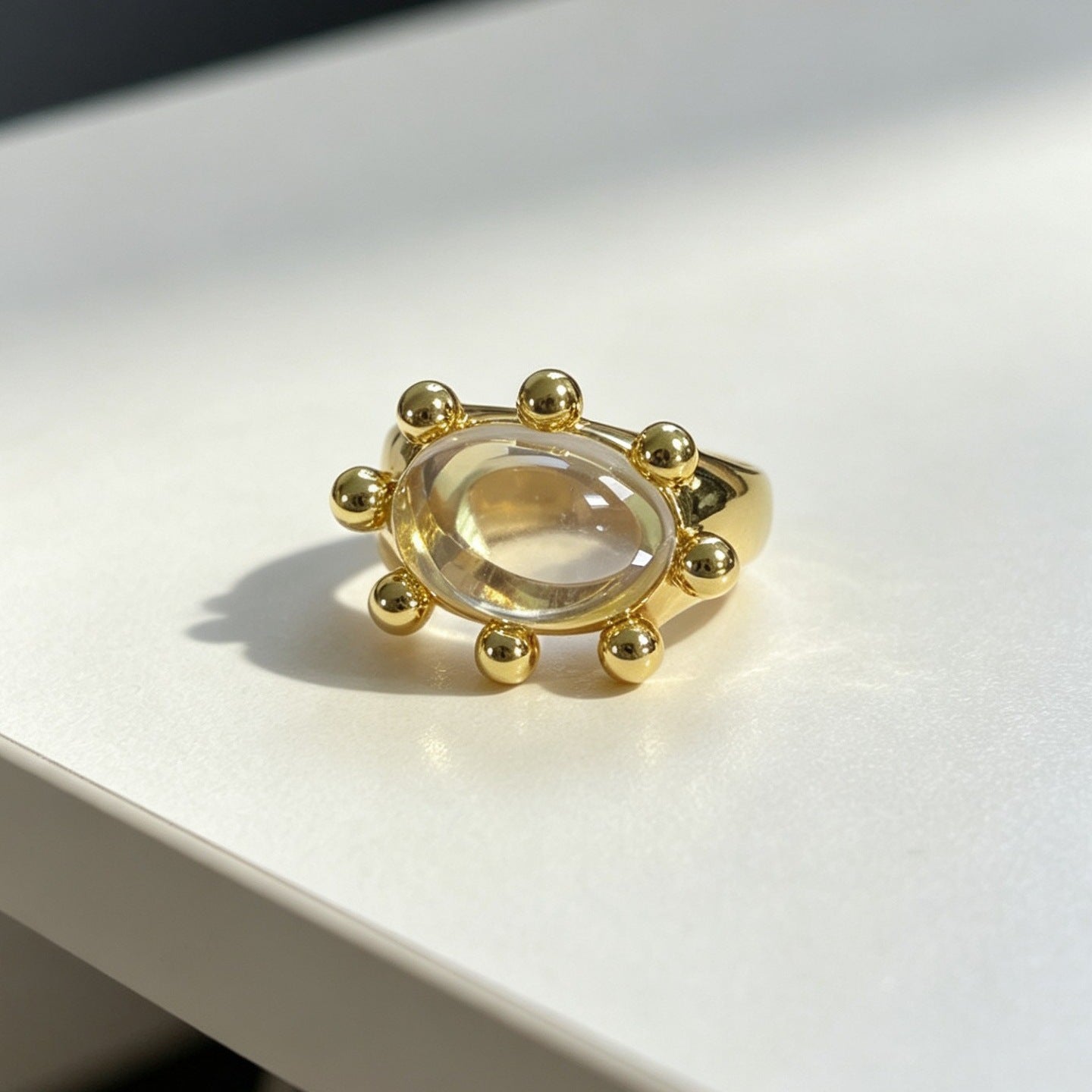 Vintage Crab Sunburst Crystal Statement Ring | Adjustable Ring（MAC483）
