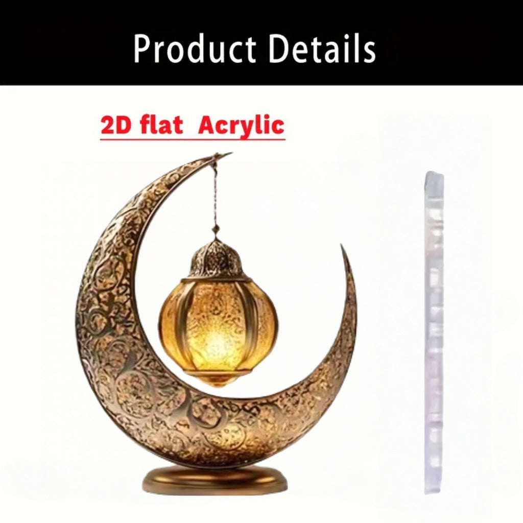 Islamic Crescent with Islamic Motifs Acrylic Desktop Ornament (MAC398)