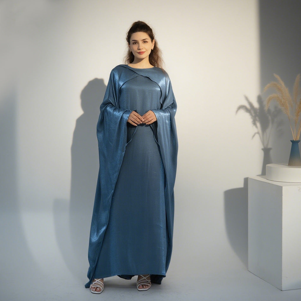 Luminous Beaded Abaya Collection | Luxury Solid Color Bell Sleeve Evening Wear Robes (MOA196)