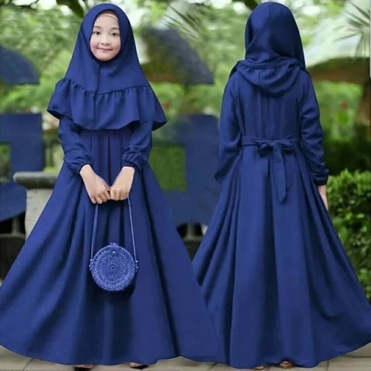 Girls Navy Dress & Hijab Set(MKG024)