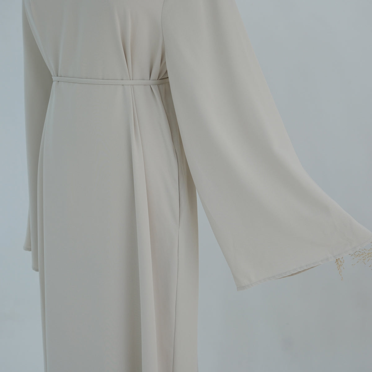 Stand-Collar Nida Maxi Dress | Long-Sleeve Belted Modest Dress(MA475)
