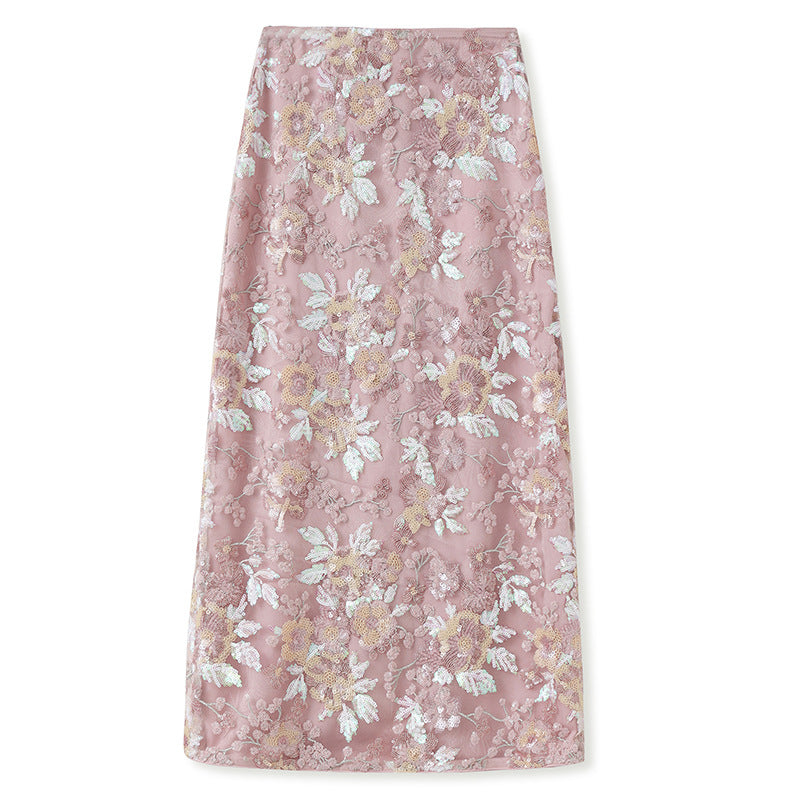 Luxury Embroidered Floral Jacket & Skirt Set(MS307)