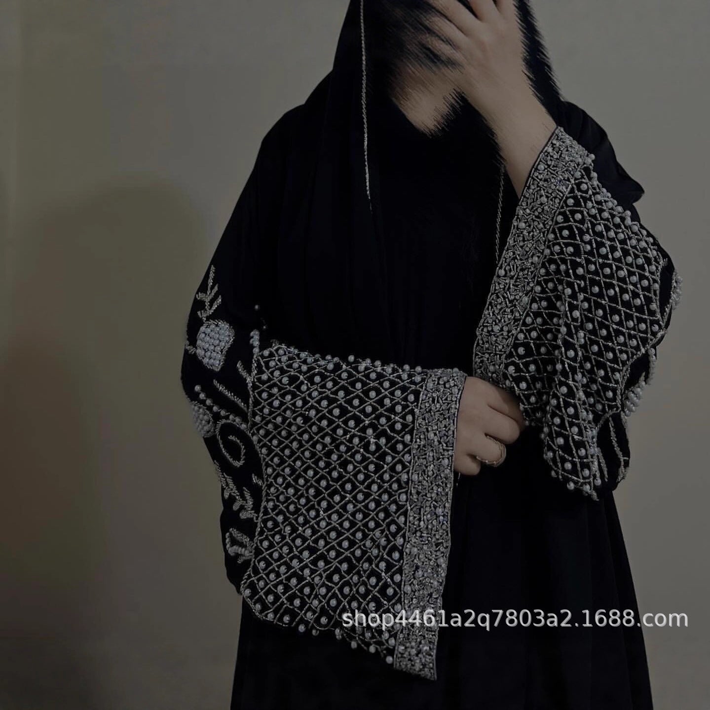 Luxury Embellished Open Abaya & Hijab Set(MOA276)