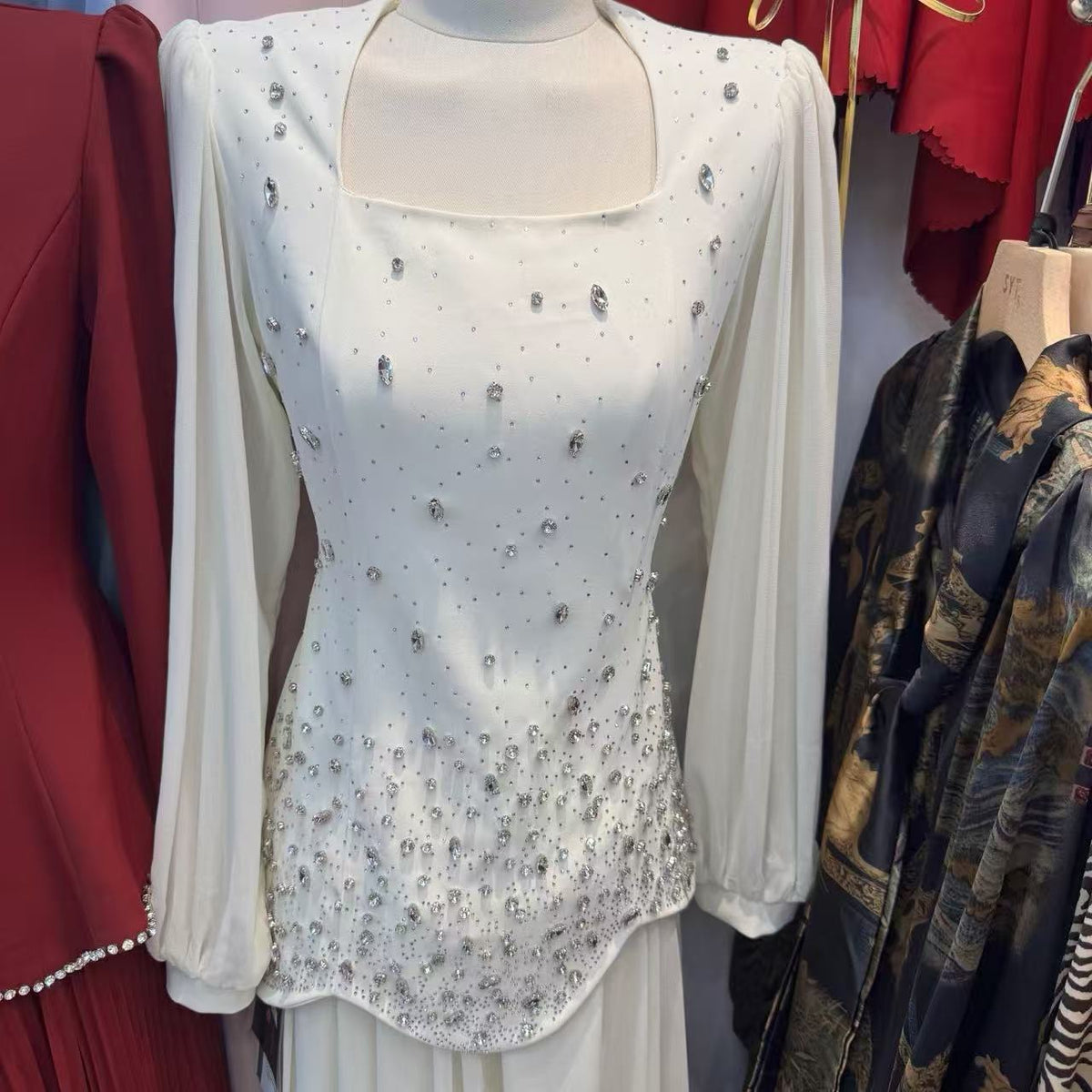 Luxury Rhinestone Top & Maxi Skirt Set(MS561)