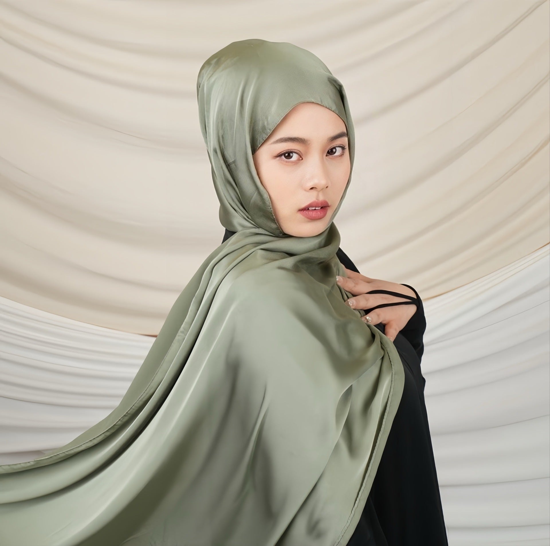 Versatile Headscarf Satin Solid Color Hijab (MH168)