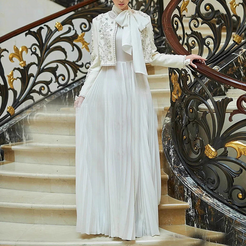 Crystal Embellished Jacket & Pleated Skirt Set(MS305)