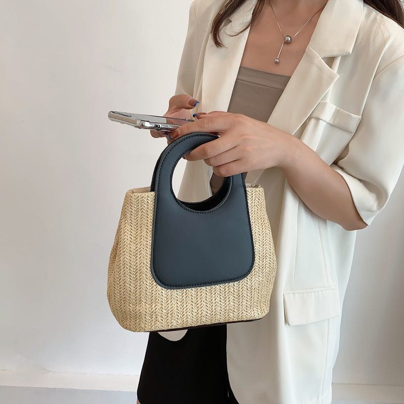 Summer Contrast Woven Top-Handle Bag (MAC467)