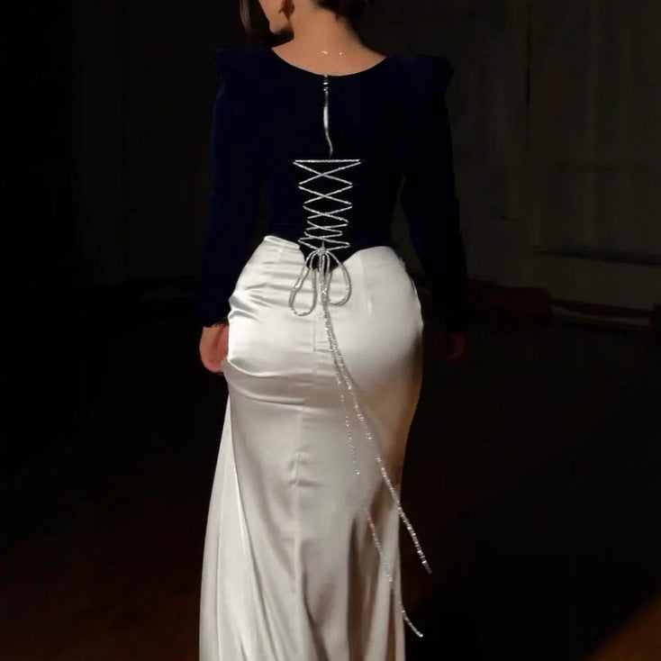 Velvet & Satin Two-Piece Evening Set(MS281)