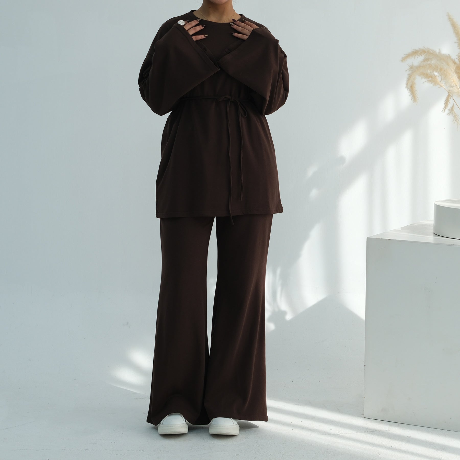 100% Cotton Oversized Top & Wide-Leg Trouser Set(MS450)