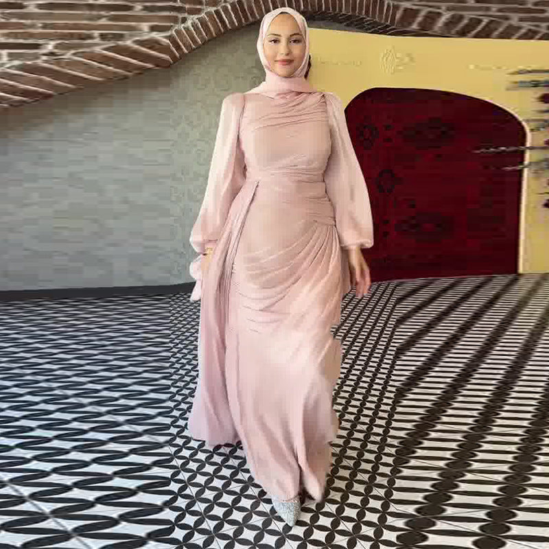 Ruched Evening Dress | Puff Sleeve Bodycon Maxi Dress(MS280)