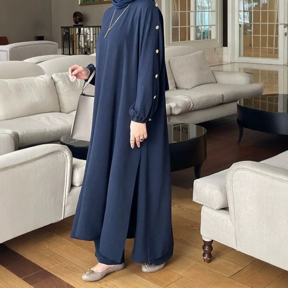 Textured Puff Sleeve Maxi Abaya(MS526)