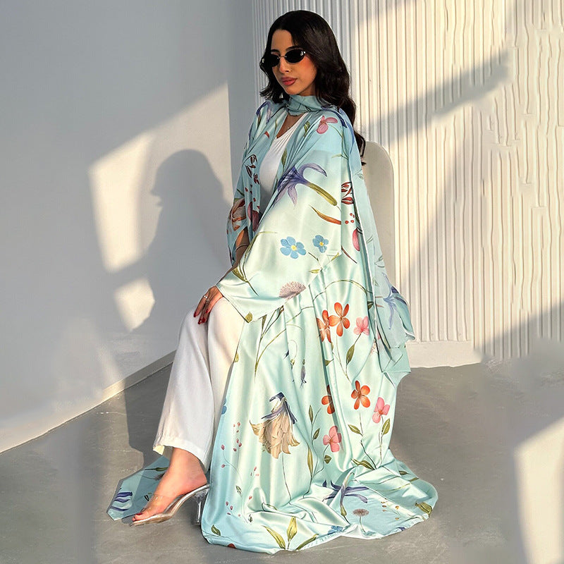 Floral Printed Oversized Abaya with Hijab(MOA297)