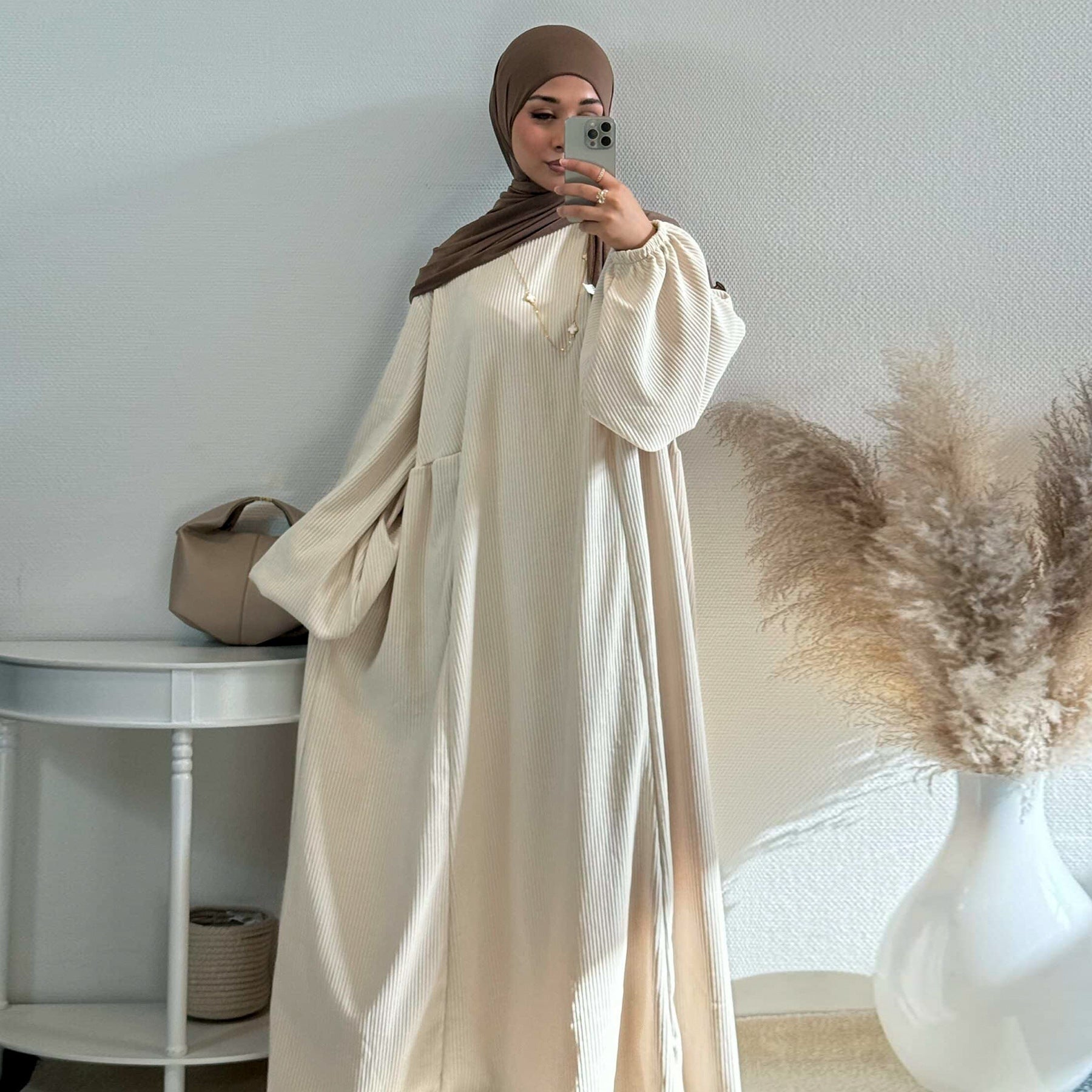 Corduroy Swing Loose Casual Abaya (MA117)