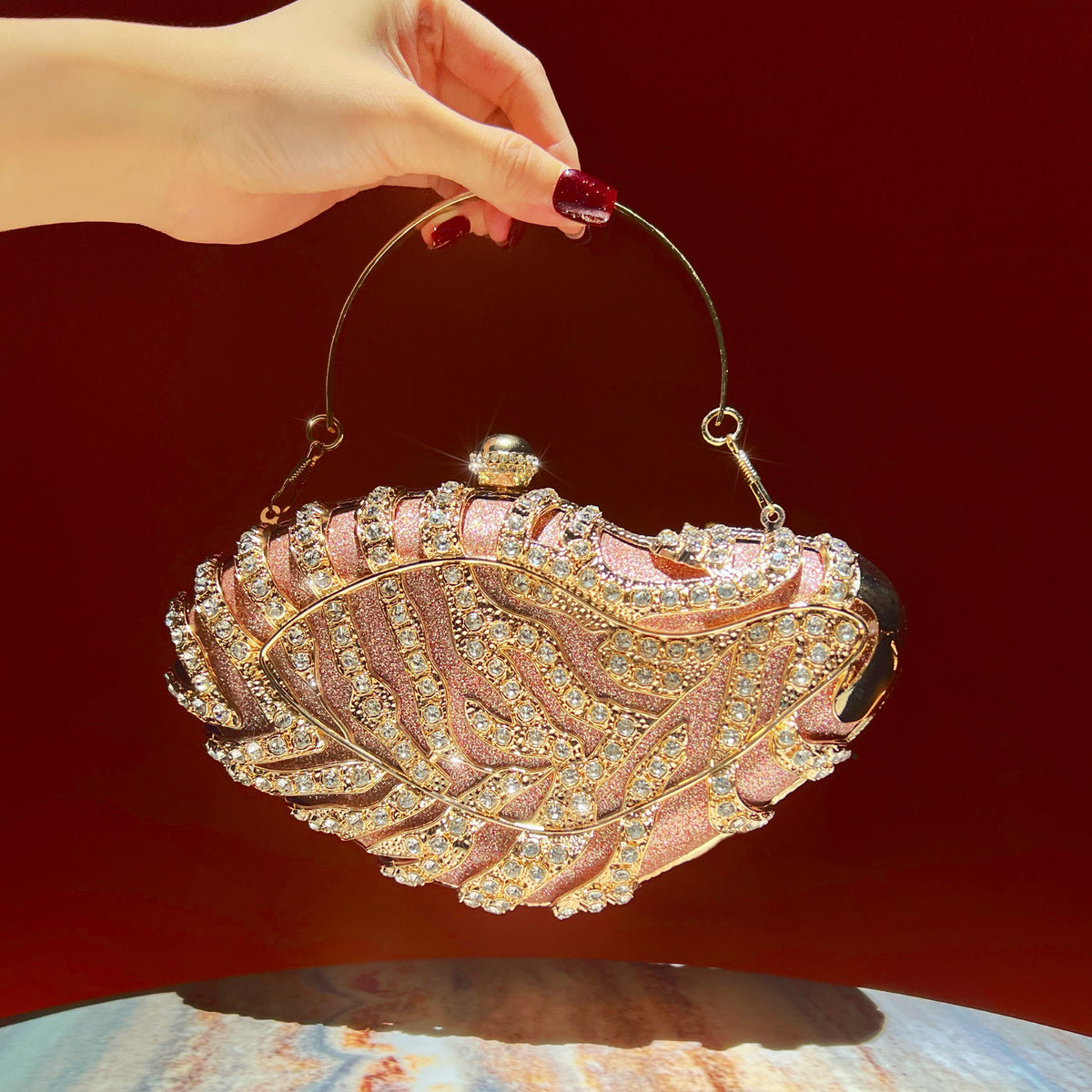 Exquisite Vintage Rhinestone Evening Clutch Bag - Luxury Statement Top-Handle Purse & Shoulder Crossbody for Parties & Weddings（MAC492）