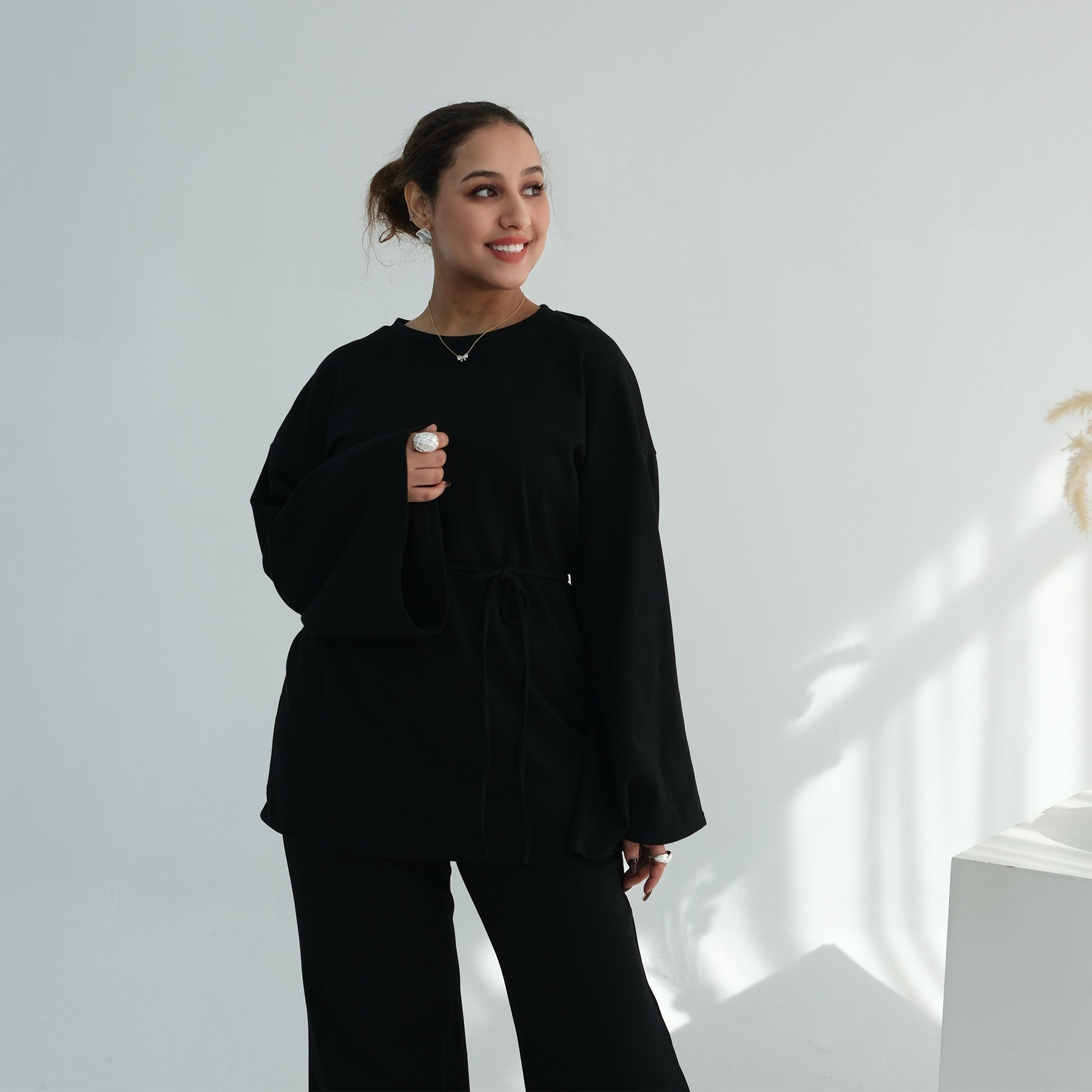 100% Cotton Oversized Top & Wide-Leg Trouser Set(MS450)