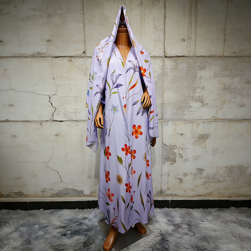 Floral Printed Oversized Abaya with Hijab(MOA297)