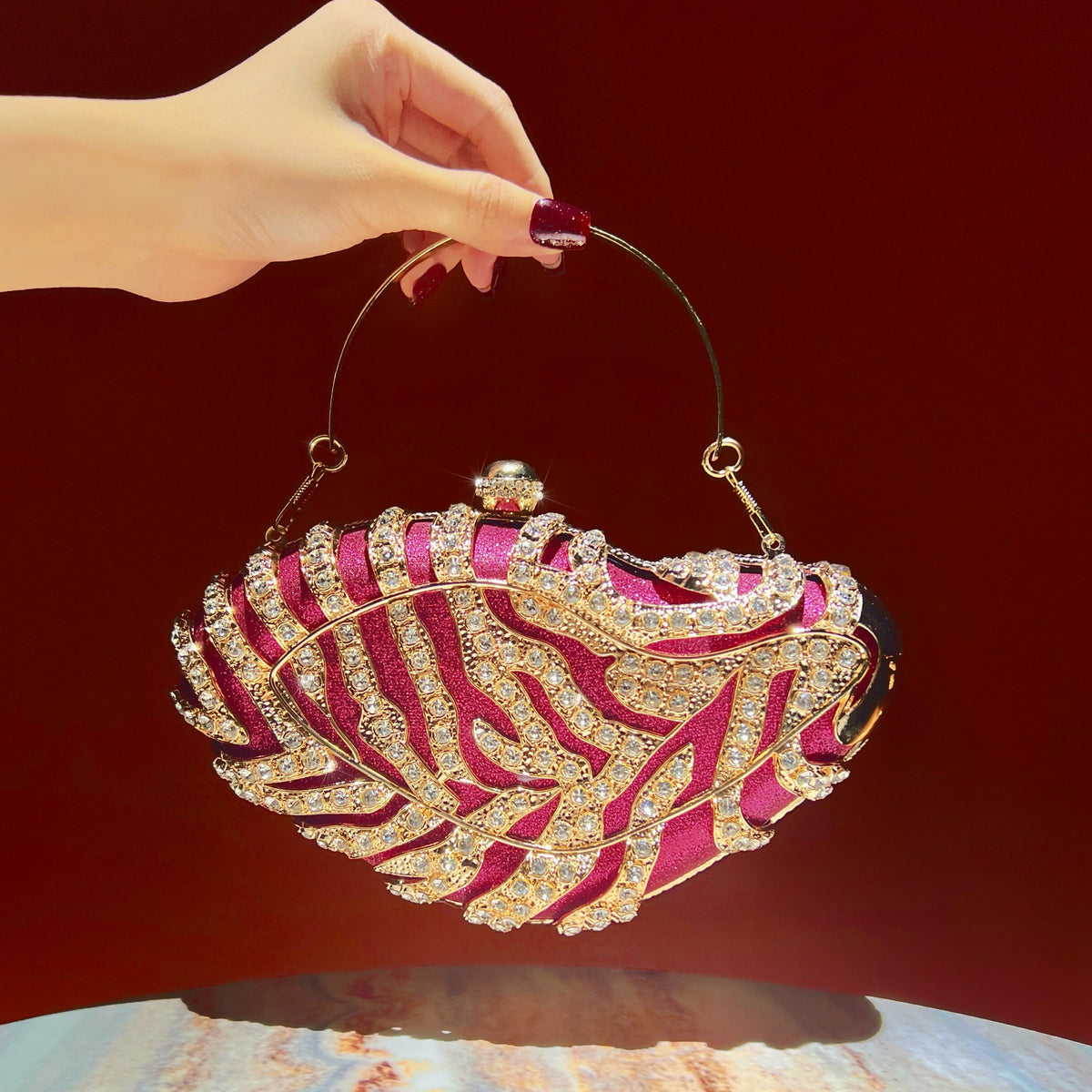 Exquisite Vintage Rhinestone Evening Clutch Bag - Luxury Statement Top-Handle Purse & Shoulder Crossbody for Parties & Weddings（MAC492）