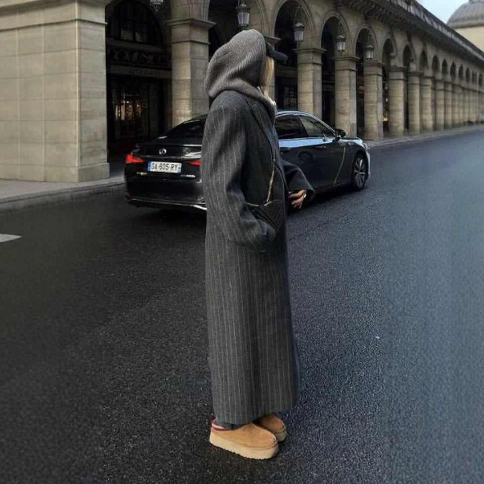Oversized Pinstripe Maxi Coat(MS550)