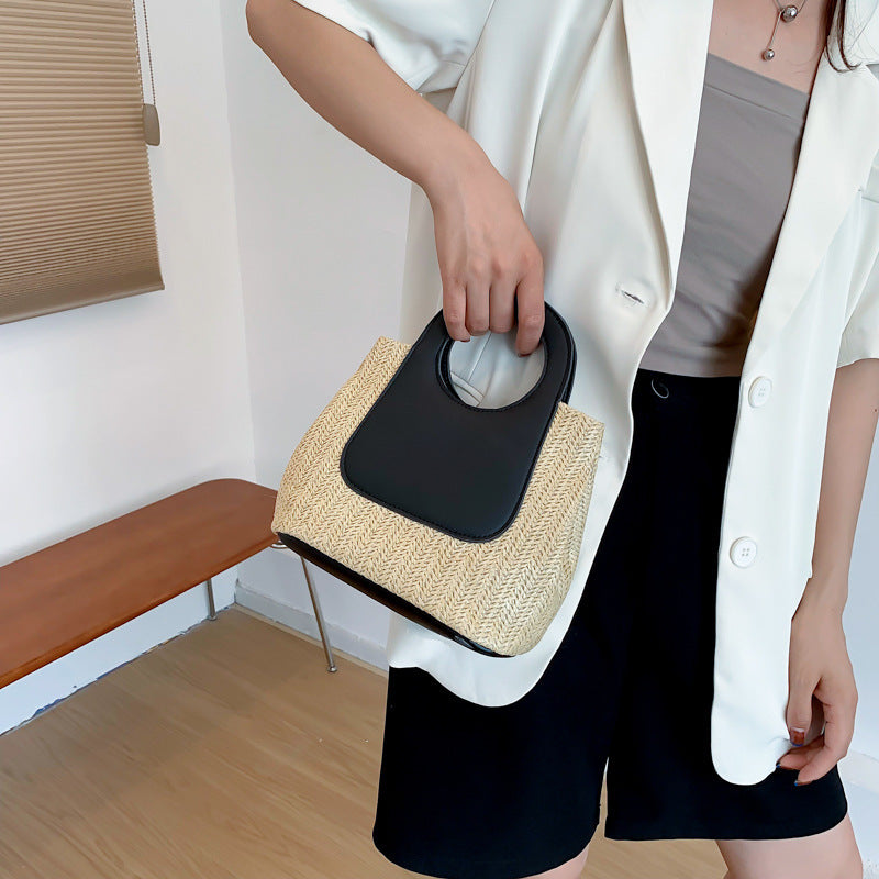 Summer Contrast Woven Top-Handle Bag (MAC467)