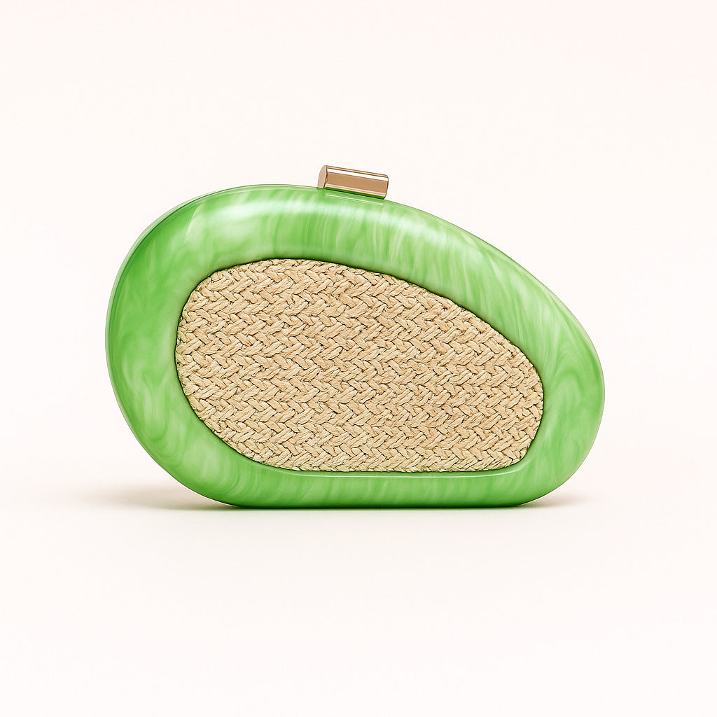 Acrylic Shell Clutch with Woven Inset(MAC372)