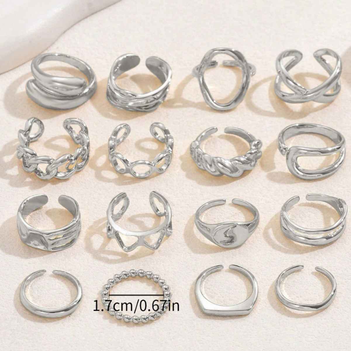 Adjustable Open Ring Set Trendy & Versatile Stackable Rings (MAC414)