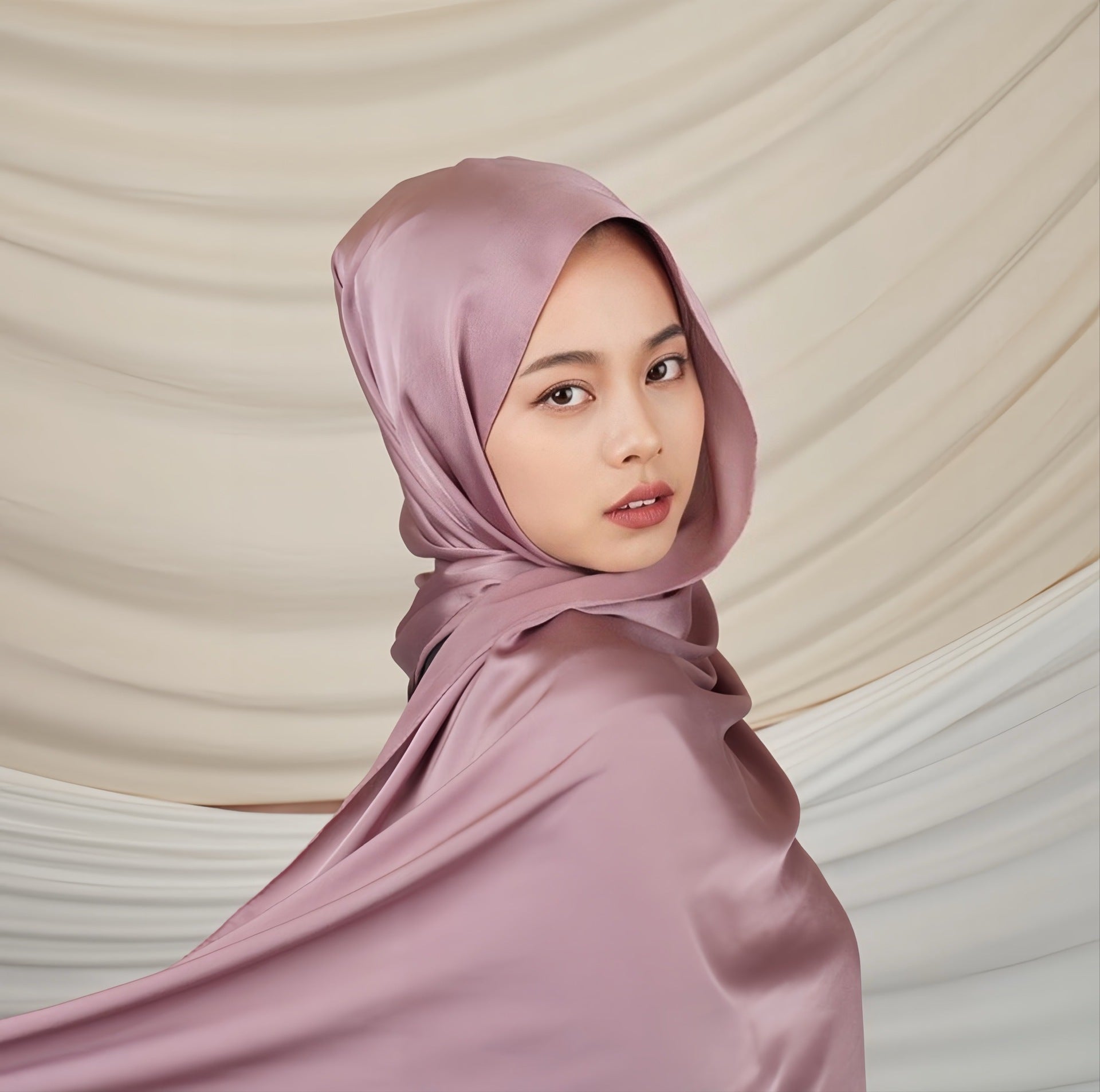 Versatile Headscarf Satin Solid Color Hijab (MH168)