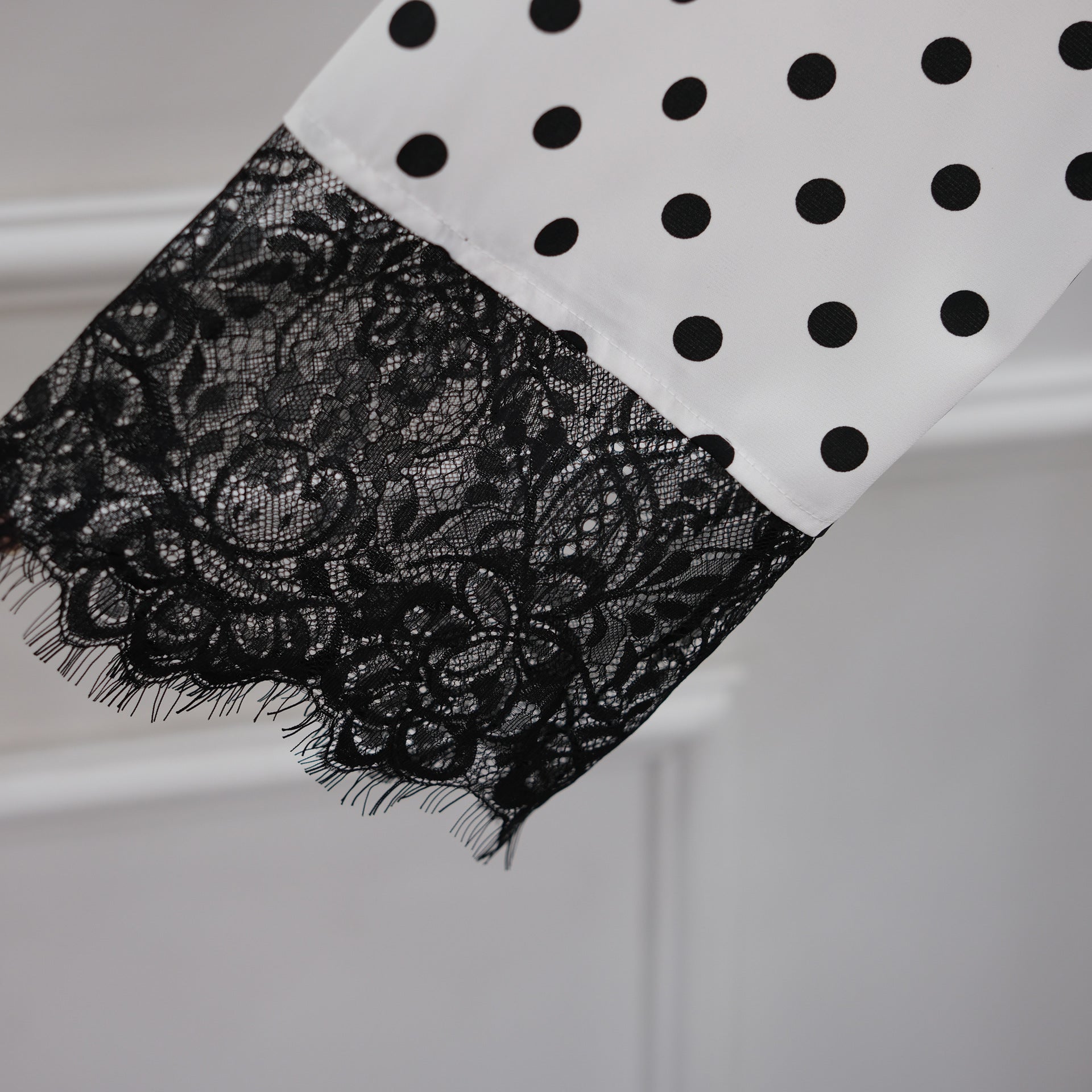 Polka Dot Lace-Trim Open Abaya & Matching Hijab Set(MOA343)