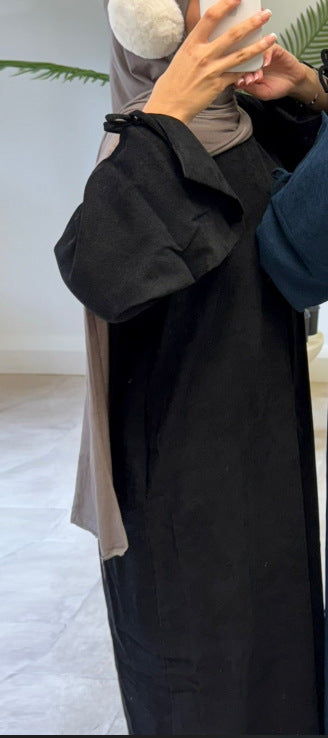 Autumn Bow-Sleeve Corduroy Abaya | Modest Muslim Women's Luxury Wear. (MA248)