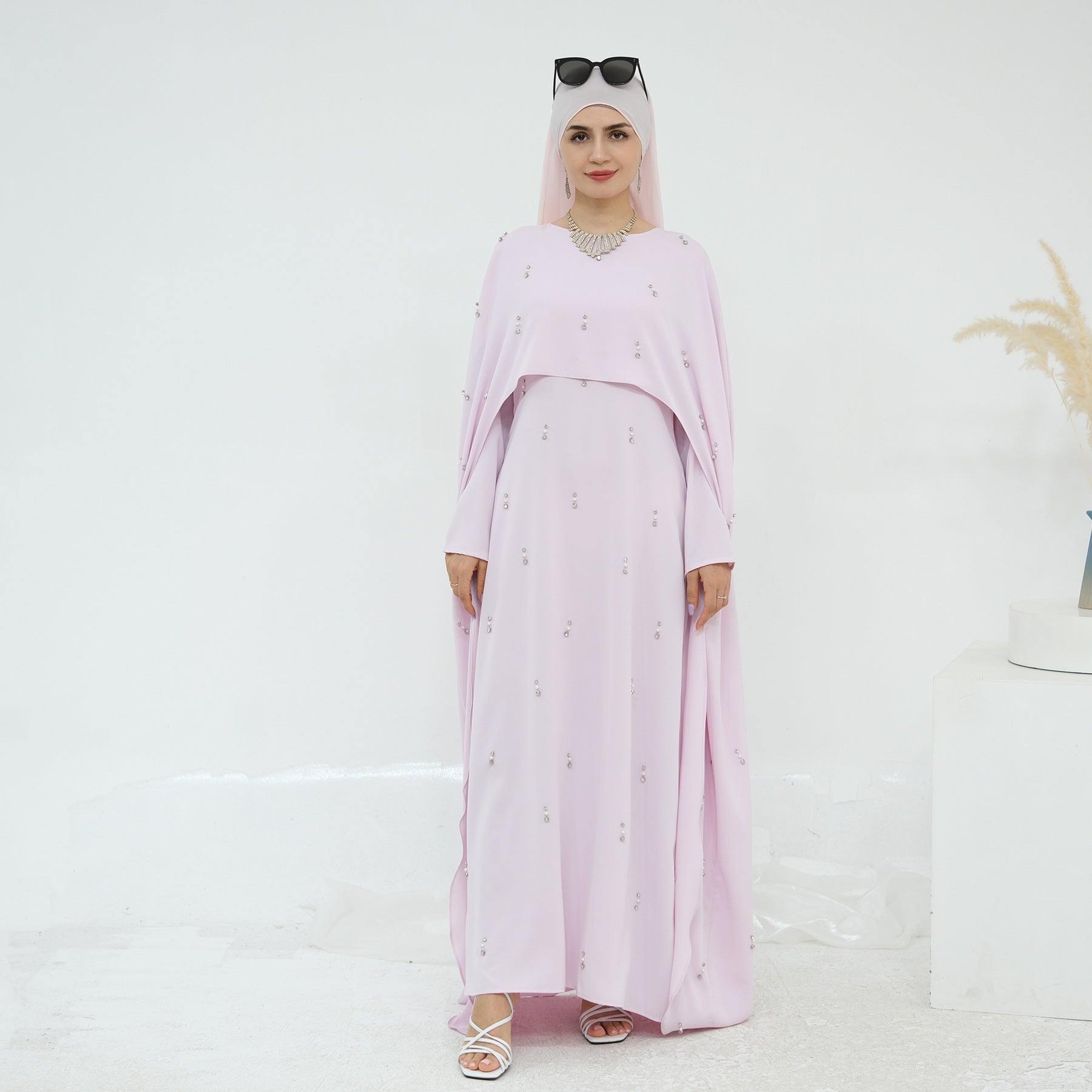 Celestial Beaded Luxury Muslim Abaya Set | Modest Dresses with Beading Detailing (MA266)